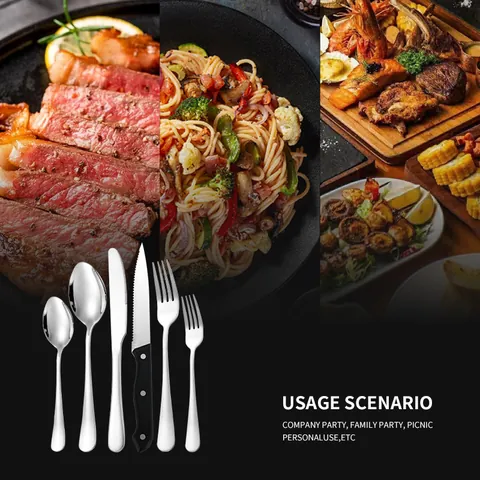 Modern Stainless Steel Knife Fork Spoon Mirror Polished Tableware Dinnerware Cutlery With Steak Knife For Home Wedding Party