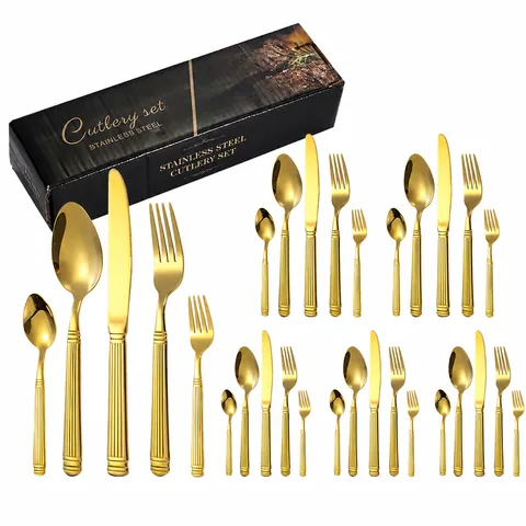 Juego Cubiertos Acero Inoxidable Columna Romana Pulido Espejo Cuchillo Tenedor Cuchara Vajilla para Hotel Restaurante Hogar Elegante Caja Regalo