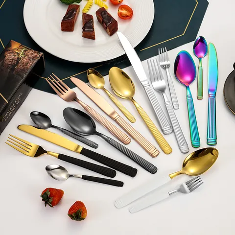 Ménagère en Acier Inoxydable Colonne Romaine Poli Miroir Couteau Fourchette Cuillère Vaisselle pour Hôtel Restaurant Maison Élégant Coffret Cadeau