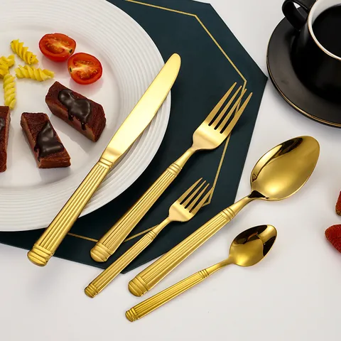 Ménagère en Acier Inoxydable Colonne Romaine Poli Miroir Couteau Fourchette Cuillère Vaisselle pour Hôtel Restaurant Maison Élégant Coffret Cadeau