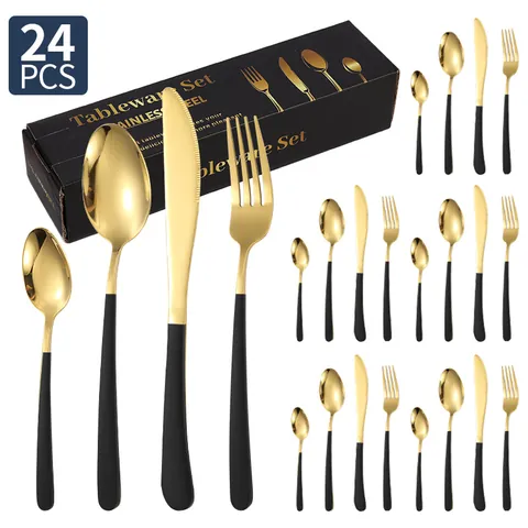 Stainless Steel Cutlery Modern Minimalist Mirror Polished Dining Knife Fork Spoon Gift Box For Home Wedding Restaurant