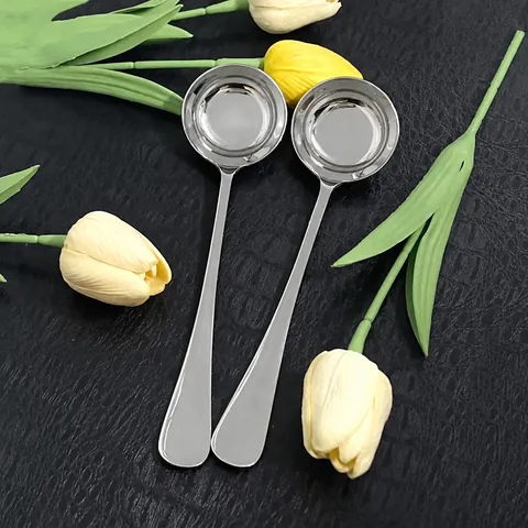 316L Stainless Steel Flat Bottom Round Spoon Mirror Polished One-piece Soup Spoon For Household Hotel Restaurant Tableware Silver Spoon