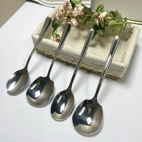 Cuillère De Service En Acier Inoxydable 304 Polissage Miroir Grande Cuillère À Soupe Pour Buffet Hôtel Restaurant Maison