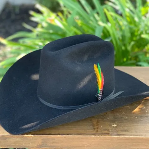 Vintage Western Cowboy Hat For Men Women 100% Wool Felt Fedora Hat With Colorful Feather Decoration Outdoor Wide Brim Cap