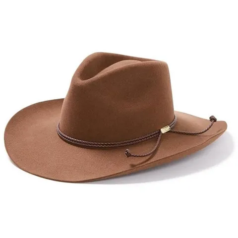 Sombrero de Cowboy de Fieltro de Lana Pura de Color Sólido Occidental para Hombres Mujeres Sombrero Fedora de Ala Ancha Con Cuerda Trenzada Sombrero de Sol al Aire Libre