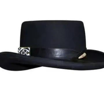 Cappello Pork Pie Vintage in Feltro di Lana Tesa Larga Fedora Con Fascia Ricamata Geometrica per Uomo Donna Stile Western