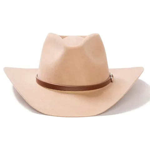 Cappello Vintage Western Cowboy in Feltro di Lana Con Fibbia Cintura in Pelle Tesa Larga Curva Cappello Fedora Outdoor