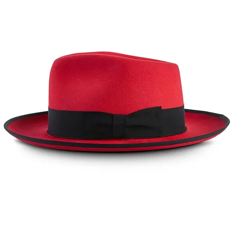 Vintage 100% Wollen Vilt Fedora Hoed Voor Heren Dames Elegante Brede Rand Kerk Hoed Met Strik Lint Decoratie Contrast Biezen