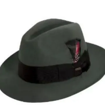 Vintage 100% Wollen Fedora Hoed Voor Heren Met Veer Decoratie Grosgrain Lint Metalen Badge Klassiek Jazz Brede Rand Kerk Hoed