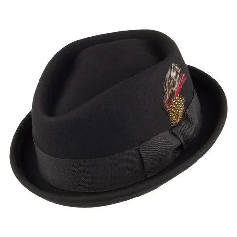 Sombrero Fedora de Lana Vintage Con Cinta de Lazo y Decoración de Plumas Sombrero de Moda para Hombres Mujeres Unisex Iglesia Fiesta