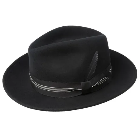 Vintage British Style Pure Wool Fedora Hat With Ribbon And Feather Decoration Elegant Wide Brim Jazz Hat For Adults