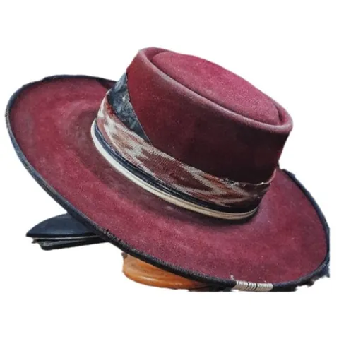 Ethnic Style Pure Wool Bolero Hat For Women Men Flat Top Wide Brim Fedora With Woven Band Feather Vintage Bohemian Hat