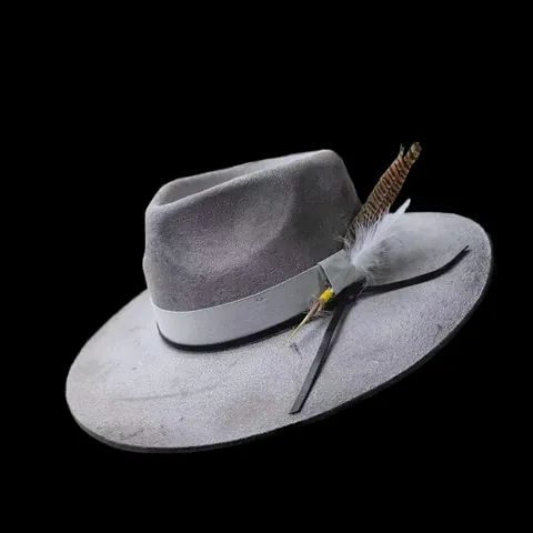 Vintage Wool Felt Fedora Hat For Men Women Distressed Jazz Hat With Feather Leather Cord Wide Brim Western Cowboy Hat