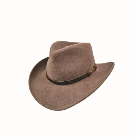 Western Cowboy Wool Felt Fedora Hat With Belt Decor Vintage Wide Brim Sun Hat For Outdoor Fashion Party Men Women