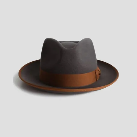 Dames Franse Vintage 100 Procent Wol Vilt Fedora Hoed Brede Rand Panama Cap Met Bruin Lint Voor Herfst Winter Elegant Kerk Hoed