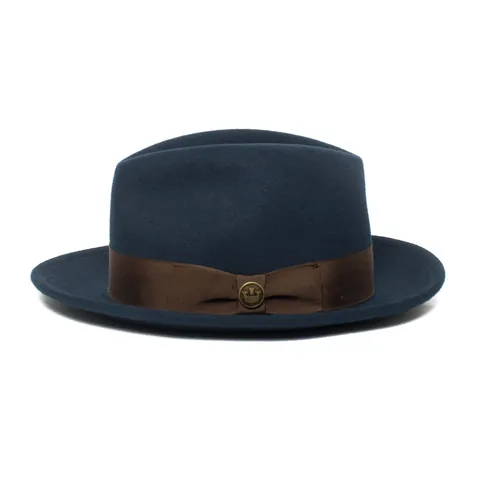 Elegant Wool Felt Fedora Hat with Bow Ribbon and Metal Badge Wide Brim Jazz Cap for Outdoor Travel Party Women and Men