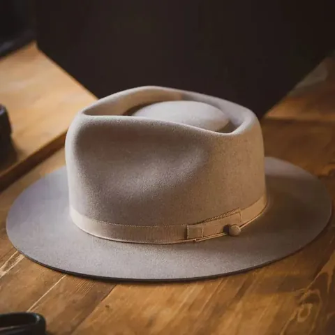 Sombrero Fedora de Fieltro de Lana Vintage Francés Con Decoración de Cinta Otoño Invierno Cálido Ala Corta Mujer Beige