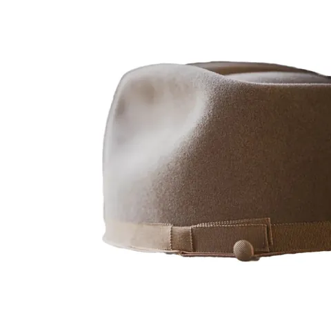 Sombrero Fedora de Fieltro de Lana Vintage Francés Con Decoración de Cinta Otoño Invierno Cálido Ala Corta Mujer Beige