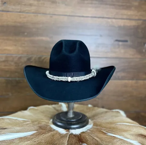 Classico Cappello da Cowboy Occidentale in Feltro di Lana Nero per Uomo Donna Cappello Fedora a Tesa Larga Con Fascia Intrecciata Decorazione Piuma