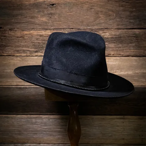 Vintage 100% Pure Wool Fedora Hat For Men Women Wide Brim Felt Jazz Hat With Ribbon Bead Chain Feather Pin Decoration