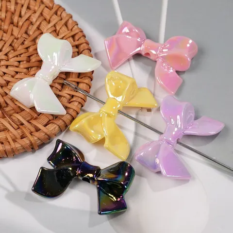 Iridescent Macaron Bowknot DIY Beads Jewelry Making Materials For Phone Chain Bracelet Craft Supplies Sweet Bow Accessories