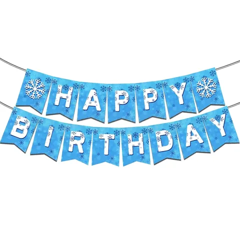 Schneeflocke Eis Thema Geburtstag Party Dekoration Banner Luftballons Kuchendeckel Winter Wonderland Party Zubehör Blau Weiß