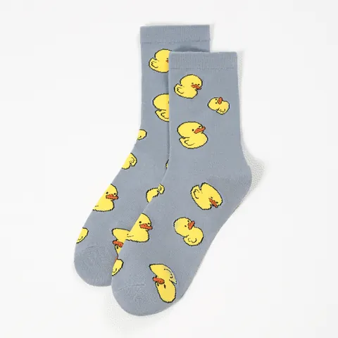 Mens Cartoon Animal Pattern Crew Socks Breathable Polyester Mid Tube Casual Fashion Socks For Daily Wear