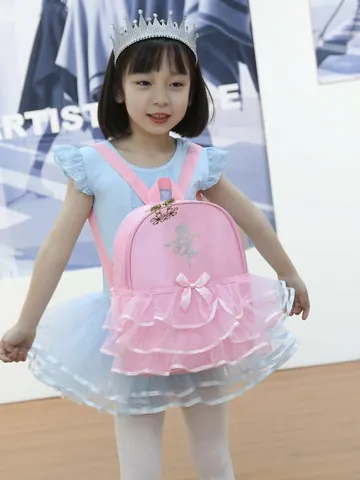 Mädchen Rosa Ballett Tanztasche Kinder Prinzessin Rucksack Mit Schleife Netzrüschen Große Kapazität Schultasche Geschenk