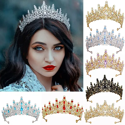 Barock Hochzeit Tiara Luxus Legierung Strass Krone Für Damen Braut Halloween Festzug Party Prinzessin Haarschmuck