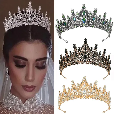 Barock Hochzeit Tiara Luxus Legierung Strass Krone Für Damen Braut Halloween Festzug Party Prinzessin Haarschmuck