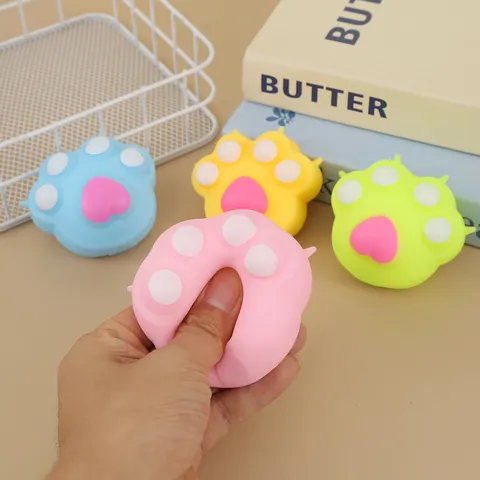 Cute Cat Paw Squeeze Toy Soft TPR Stress Relief Sensory Toy Flour Maltose Filling Slow Rebound Anti Anxiety Fidget Toy
