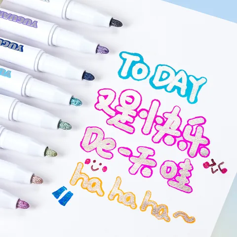 Metallic Double Line Outline Pens For DIY Art Painting Craft Greeting Cards Multi Color Glitter Drawing Markers School Office Supplies