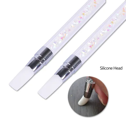 Professioneller Doppelendiger Nagelkunst Silikonstift Mit Strass Griff Silikon Modellierstift Für Nagelpuder DIY Werkzeuge