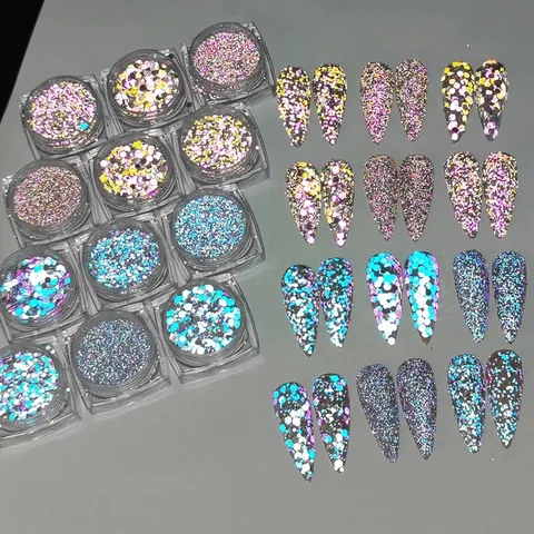 Holographic Diamond Reflective Nail Glitter Powder Sequins Laser Sparkle Chrome Dust For DIY Nail Art Decorations Manicure