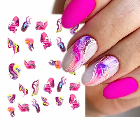 3D Geprät Nagelkunst Aufkleber Blumen Schmetterling Chinesischer Stil Bambus Rose Marmor Muster Selbstklebend Maniküre Dekor