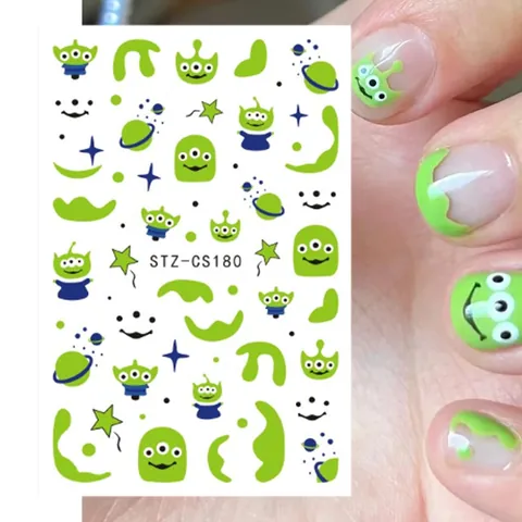 Autocollants de Nail Art de Dessin Animé Chat Chien Nourriture Décalcomanies Auto-Adhésives 3D Décoration de Manucure Femme