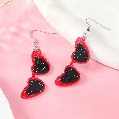 Trendy Acrylic Dangle Earrings Creative Heart Sunglasses Cowboy Hat Disco Ball Santa Design Glitter Jewelry For Women Girls