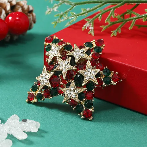 Spilla di Natale Vintage in Lega con Strass Smalto Albero di Natale Campana Bastoncino Renna Pupazzo di Neve per Donna