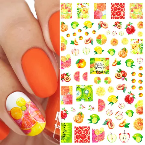 Sommer Frucht Nagelaufkleber Tropische Pflanze Dessert Gesichtslinien 3D Selbstklebende Nagelsticker Für Damen DIY Maniküre Dekoration