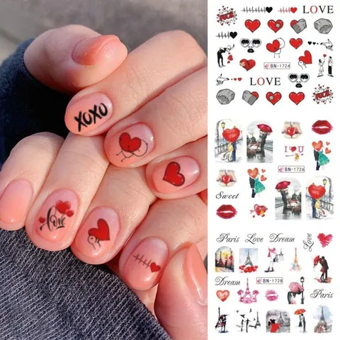 Καλοκαιρινά Αυτοκόλλητα Νυχιών Halloween Valentine Υδατογραφήματα Λουλούδια Φρούτα Φύλλα DIY Διακόσμηση Νυχιών Γυναίκες