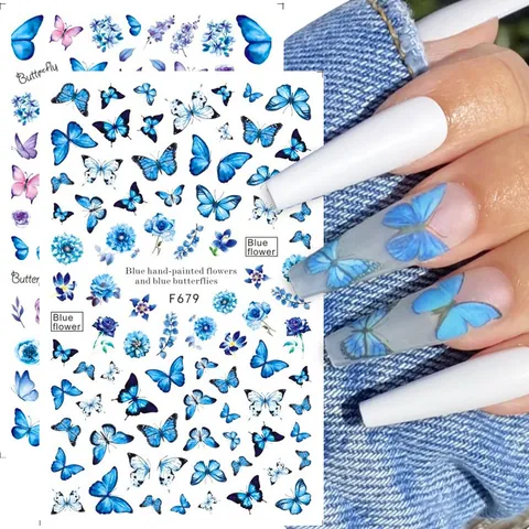 Adesivi per Nail Art Floreali Farfalla Retrò Decalcomanie per Unghie Autoadesive Rosa Leopardo per Decorazione Manicure Fai Da Te Donna