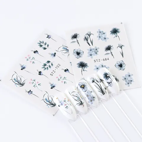 Adesivi per Unghie a Trasferimento d'Acqua Acquerello Fiori Piante Decalcomanie d'Arte per Donna Decorazione Manicure Fai da Te
