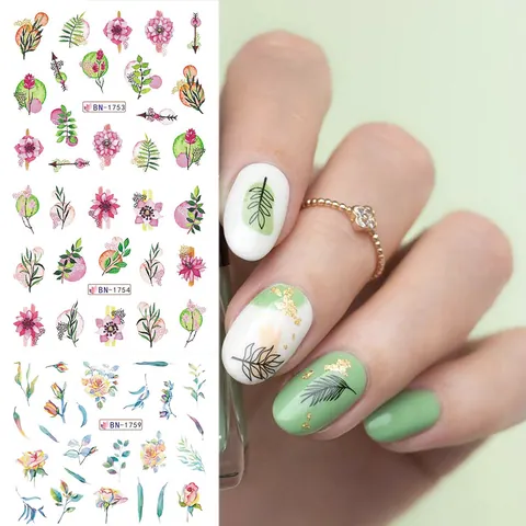 Floral Fruit Butterfly Nail Art Stickers Water Transfer Decals For Women DIY Manicure Decoration Nail Art Accessories