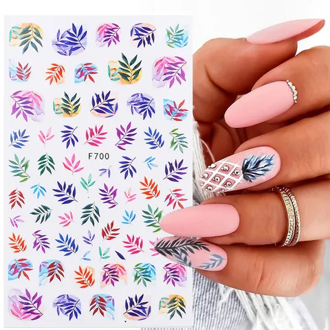 Aquarell Floral Herbstblätter Nagelaufkleber Selbstklebend Botanisch Biene Designs Für Erntedankfest Herbst Maniküre Dekoration