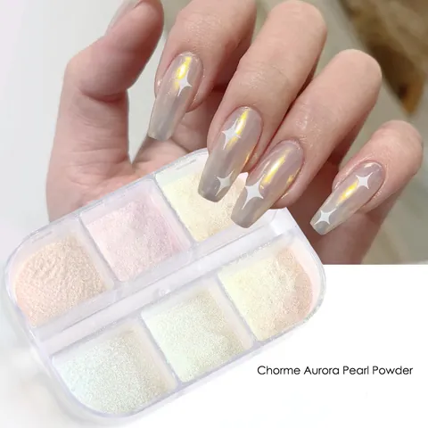 Aurora Nagelpuder Chrom Spiegel Künstliche Perle Pigment Mehrfarbig Meerjungfrau Effekt Muschel Glitzer Für Damen Maniküre Dekoration Profi Salon