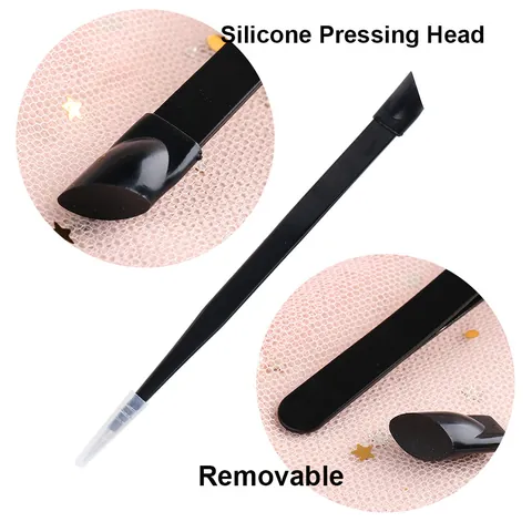 Professional Dual Head Nail Art Tweezers Stainless Steel Precision Pick Up Tool With Silicone Pressing Head For Rhinestones Stickers