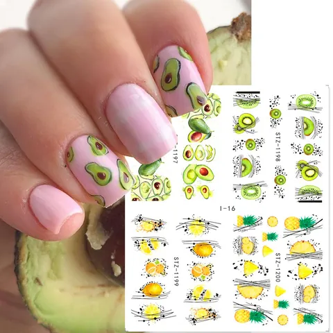 Adesivi per Unghie a Trasferimento d'Acqua con Frutta Fiori e Farfalle per Donna Ragazze Decorazione per Manicure Fai-da-te