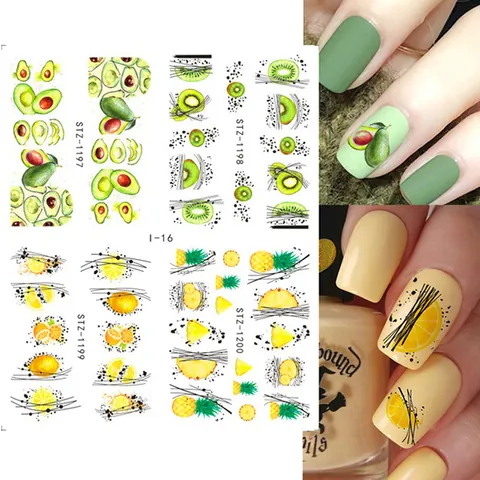 Adesivi per Unghie a Trasferimento d'Acqua con Frutta Fiori e Farfalle per Donna Ragazze Decorazione per Manicure Fai-da-te