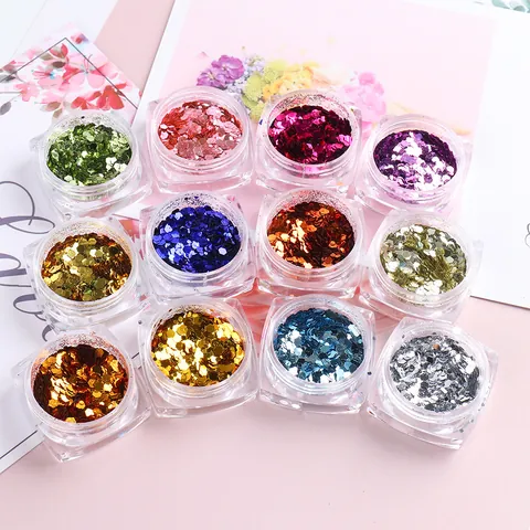 Paillettes a Forma di Esagono Sirena Glitter per Unghie Sfumate Scaglie Luccicanti Decorazione per Manicure da Donna Accessori per Extension Unghie DIY