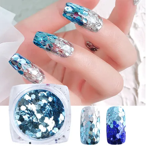 Paillettes a Forma di Esagono Sirena Glitter per Unghie Sfumate Scaglie Luccicanti Decorazione per Manicure da Donna Accessori per Extension Unghie DIY